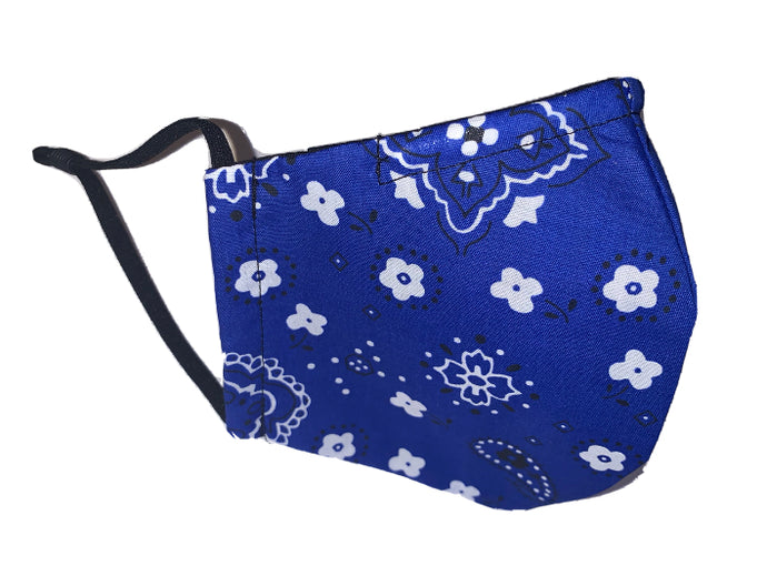 100% Cotton Handmade Face Mask - Blue Bandana