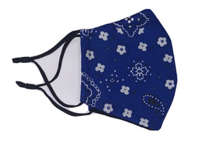 100% Cotton Handmade Face Mask - Blue Bandana