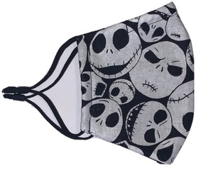 100% Cotton Handmade Face Mask - Halloween Skull