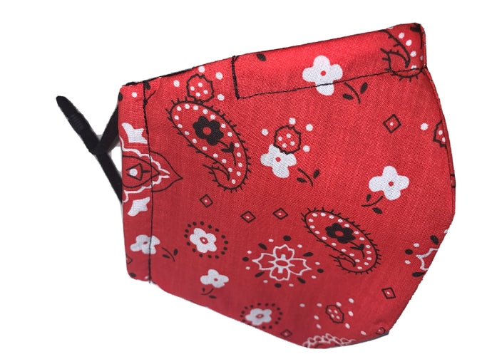 100% Cotton Handmade Face Mask - Red Bandana